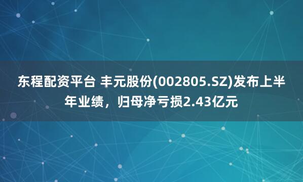 东程配资平台 丰元股份(002805.SZ)发布上半年业绩，归母净亏损2.43亿元